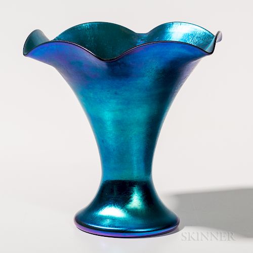 Steuben Blue Aurene Glass Vase