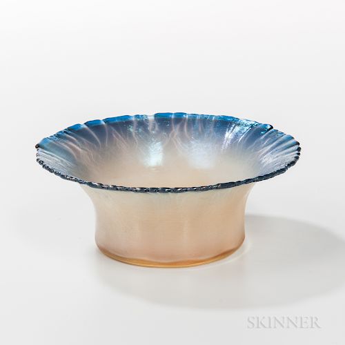 Small Tiffany Favrile Blue Opalescent Bowl