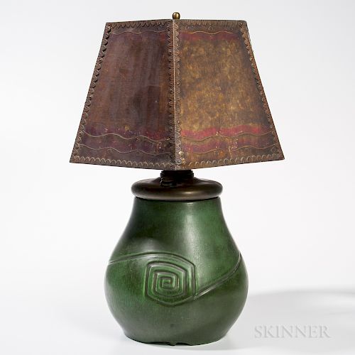 Hampshire Pottery Table Lamp with Mica Shade