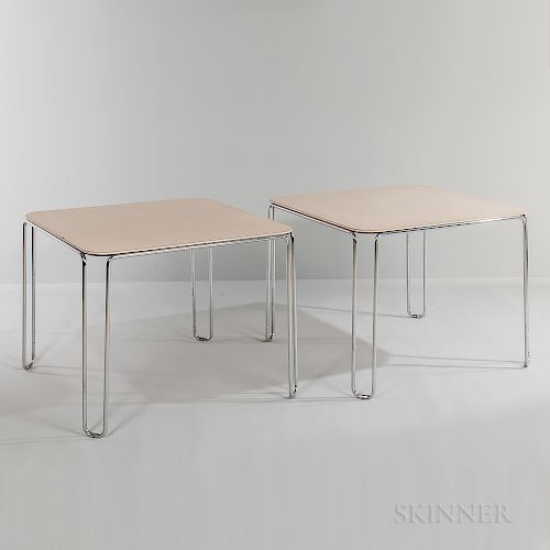 Two Stackable Laminate Hairpin-leg Task Tables