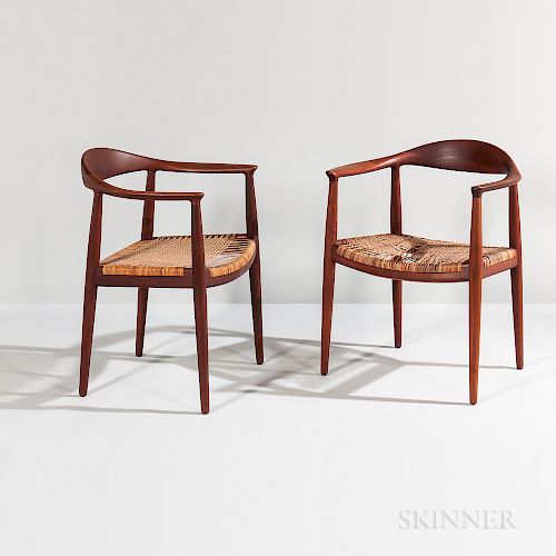 Pair of Hans Wegner for Johannes Hansen Model 501 "The Chair" Armchairs