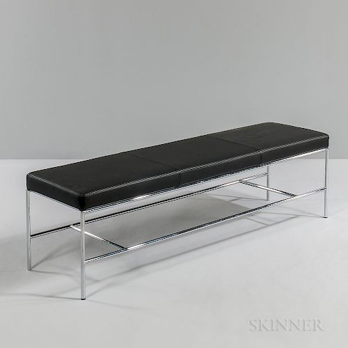 Black Leather and Chrome Bench