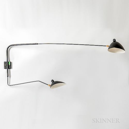 Two-arm Adjustable Wall Sconce in the Style of Serge Moulle's "Applique Simple a Deux Bras,"