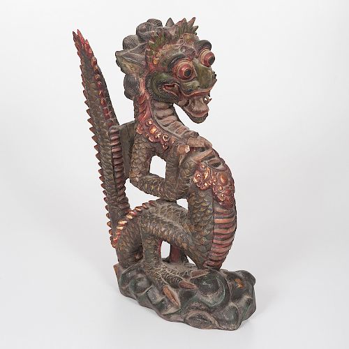 Indonesian Carved Wooden Dragon