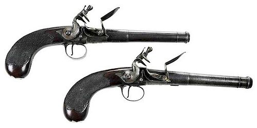 Pair Queen Anne Pistols in Cased Set