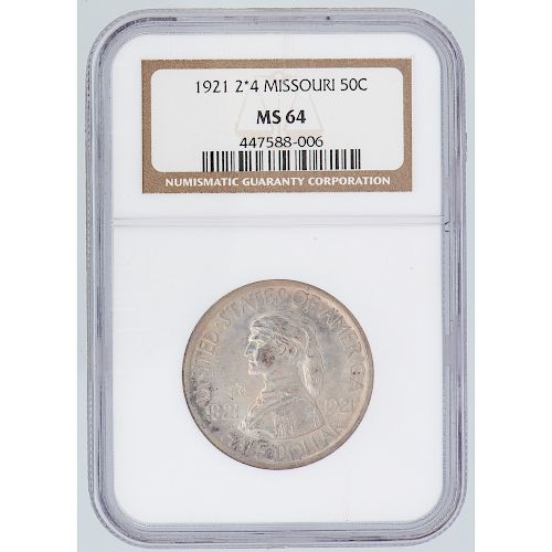 United States Missouri Centennial Commemorative Half Dollar 1921 2*4, NGC MS64