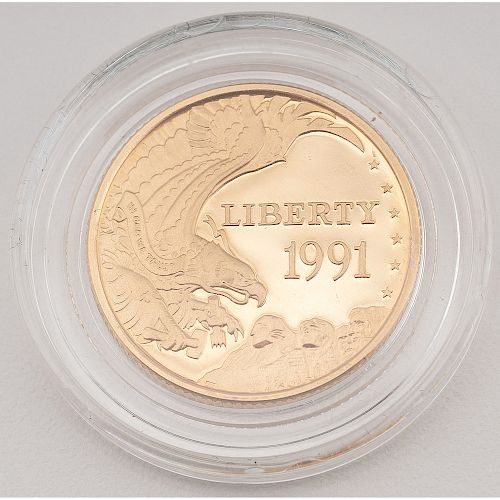 United States Mount Rushmore Golden Anniversary $5 Gold 1991-W, Proof