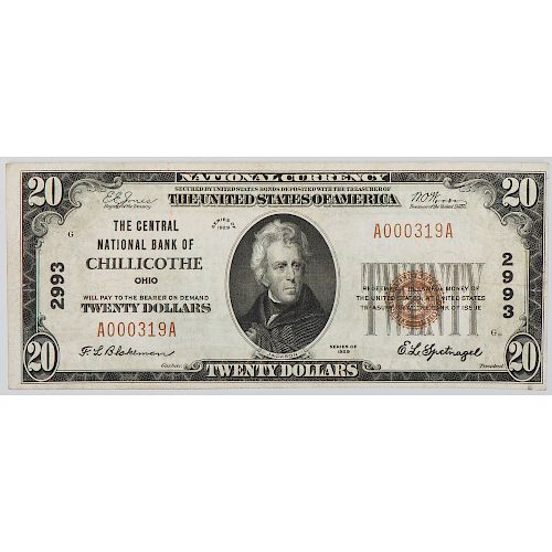 United States $20 National Currency Series of 1929