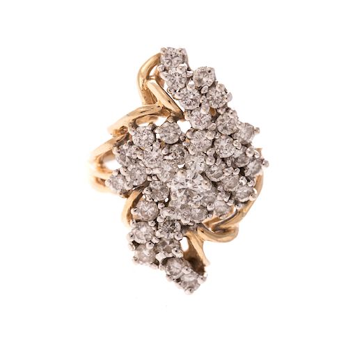 A Ladies 14K Diamond Cluster Ring