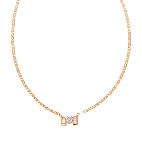 A Ladies 18K Diamond Solitaire Necklace