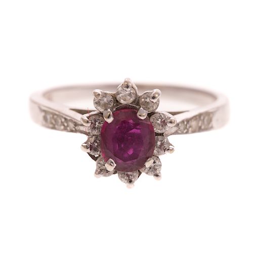 A Ladies Ruby & Diamond Ring in White Gold