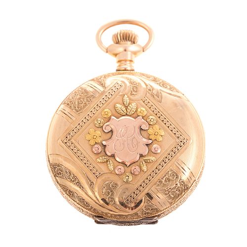An Elgin Pocket Watch in Rose and Yellow 14K Gold