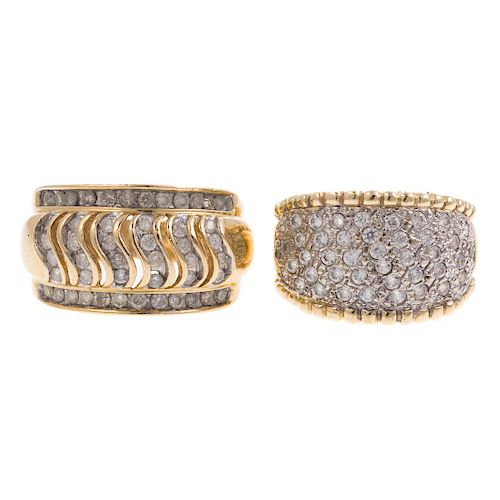 A Pair of Ladies Wide Diamond Bands in Gold
