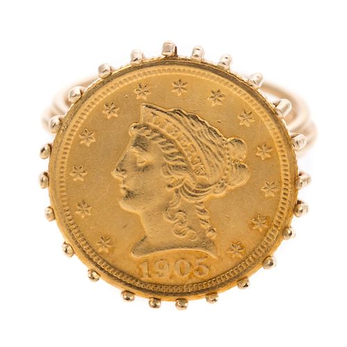 A Ladies 1906 Liberty Head Gold Coin Ring