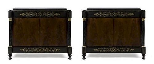 A Pair of Neoclassical Rosewood and Ebonized Wood Chests, Height 44 x width 55 x depth 25 inches.