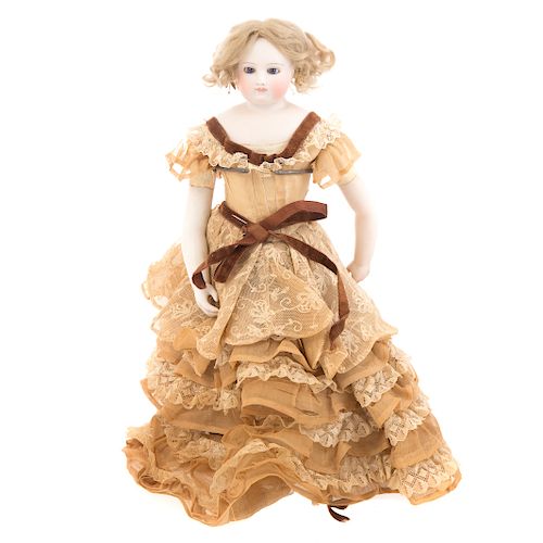 French porcelain bisque and kid fashion doll
