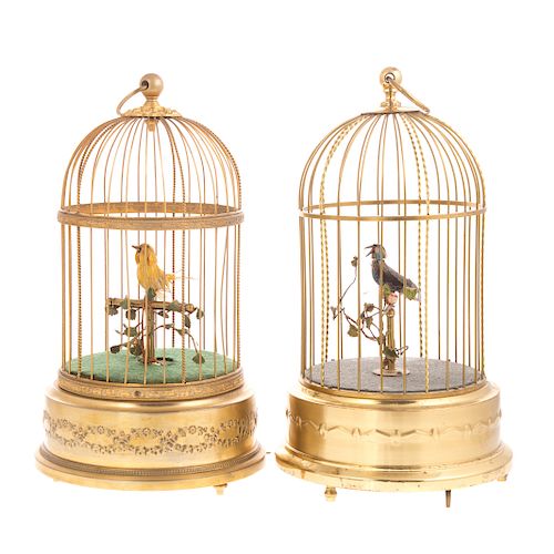Two continental caged bird automatons