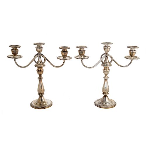Pair of weighted sterling 3-light candelabra
