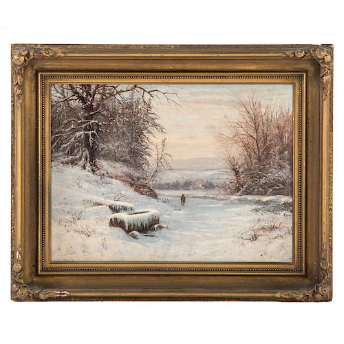 Edward Gay. Figure in a Winter Landscape, oil