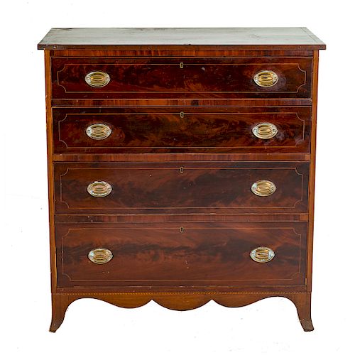 Federal stringer inlaid mahogany chest of drawers