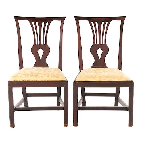 Pair American Chippendale mahogany side chairs