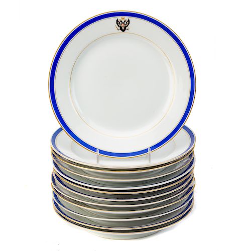 12 Nicholas II imperial porcelain plates