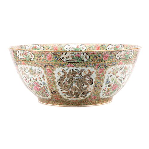 Rare monumental Chinese Export punch bowl