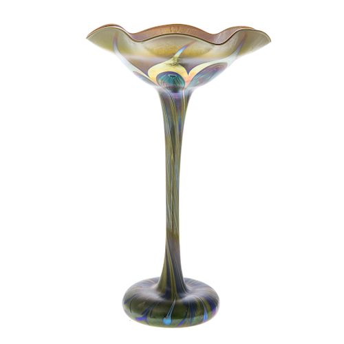 John Cook, iridescent glass stem vase