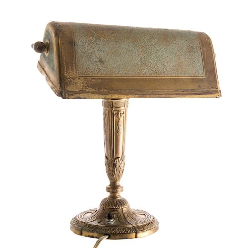Tiffany Studios gilt-bronze banker's lamp