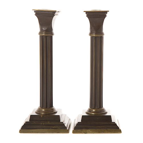 Pair Classical style bronze candlesticks