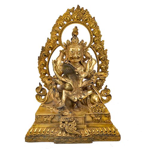 Indian gilt-bronze figure of Mahakala