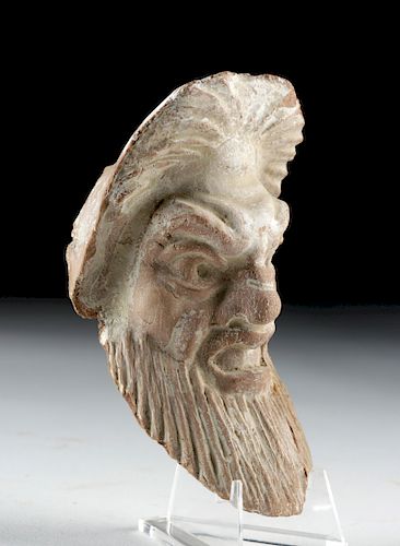 Greek Hellenistic Pottery Actor's Mask Applique
