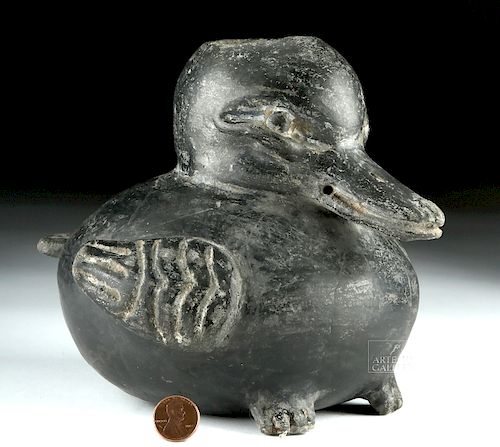 Olmec Las Bocas Blackware Pottery Duck Vessel