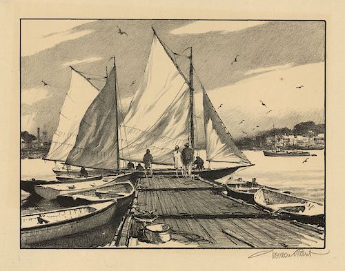Gordon Grant - Boats to Let - Original, Signed Lithograph - AAA