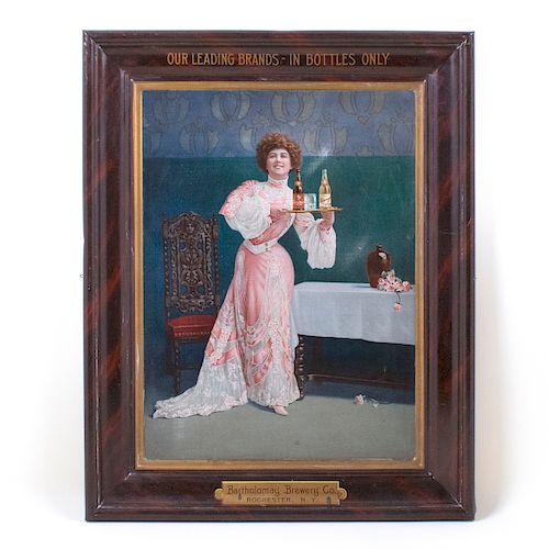 Bartholomay Lady Serving Self-framed Tin Litho