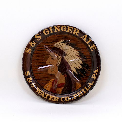 S&S Ginger Ale Native American Indian Tip Tray