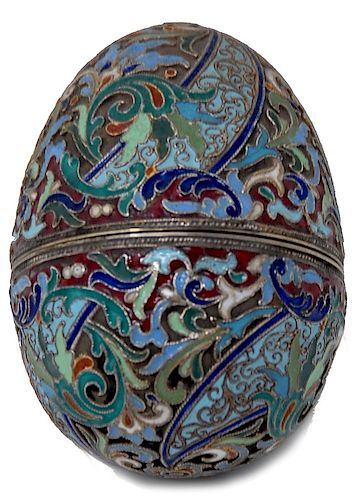 Russian Silver Enameled Egg