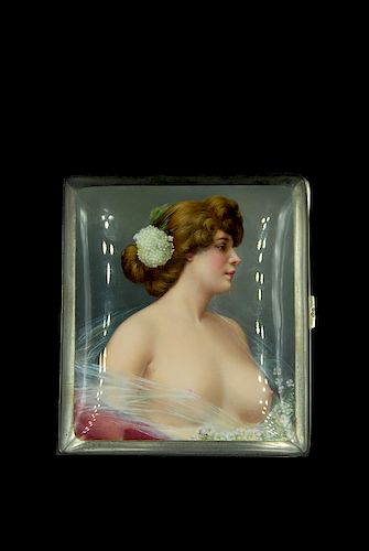 Enameled 935 Silver Swedish Cigarette Case With