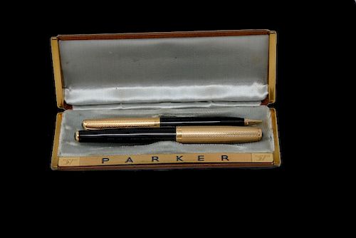 1946 14K Gold Parker 51 Pen Set Blue Diamond Heirloom
