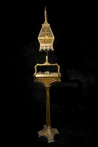 Bronze Moorish Smoke Stand With Lamp