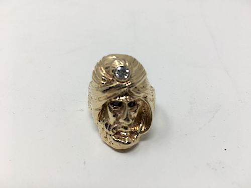 14K Yellow Gold Sultan Ring With Diamond And Rubies