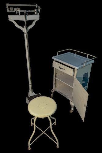 Dr. Robert Price Vintage Cabinet Scale And Stool