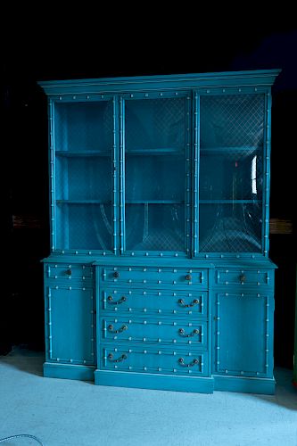 Faux Bamboo Three Section China Cabinet