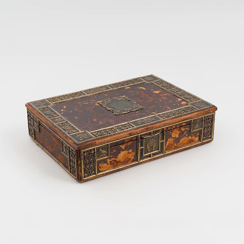 Edward F. Caldwell & Co. Metal-Mounted Leather Covered Humidor