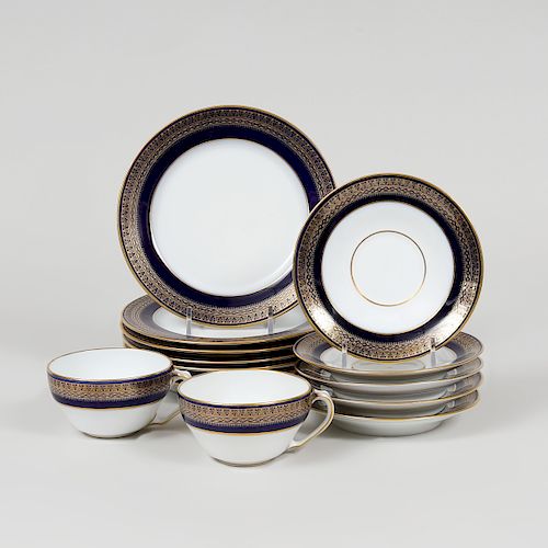 Meissen Porcelain Gilt-Decorated Cobalt Ground Part Tea and Dessert Service