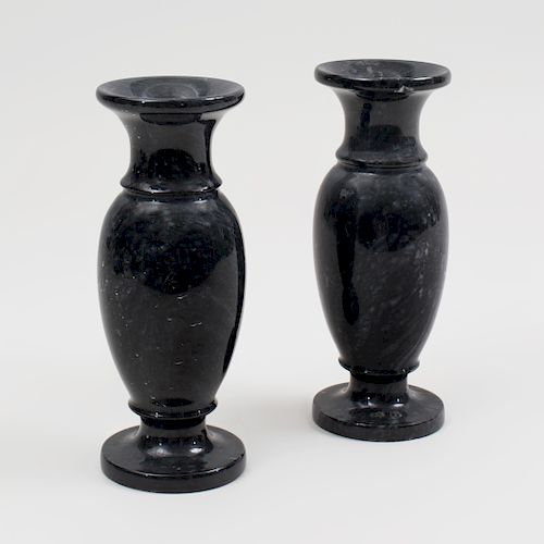 Pair of Marble Baluster Urns