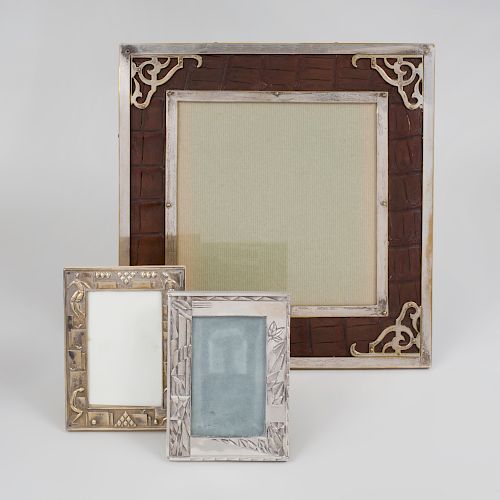 Group of Three Silvered Metal Picture Frames