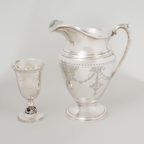 American Silver Water Pitcher and Goblet