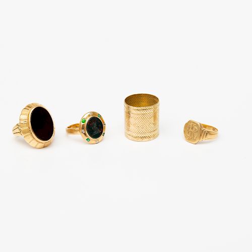 Four Miscellaneous Gold Rings