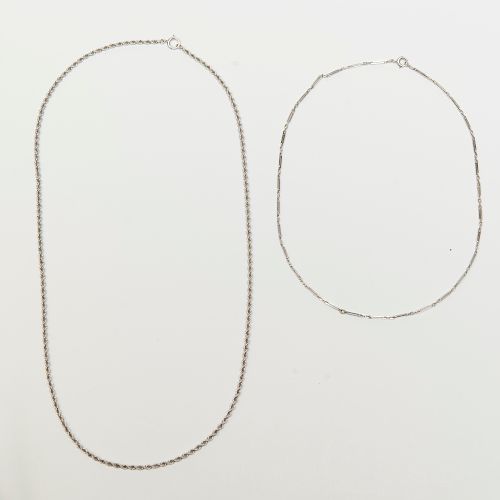 14k White Gold Chain Necklace and an 18k White Gold Chain Necklace